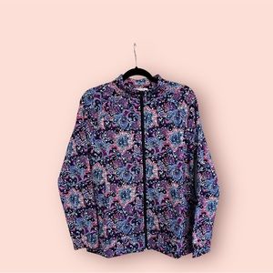 TALBOTS Long Sleeve Jacket Pullover Full Zip/ Indigo Blue Multi